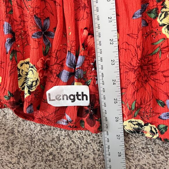 Torrid Women's 00 (M/10) Floral Smocked Gauze Sleeveless Peplum Boho Tank Top - Picture 11 of 12